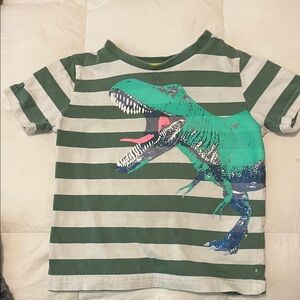 Mini Boden Green and Gray Dinosaur Tee